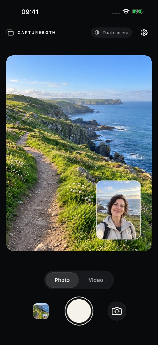 Dual-camera travel photo